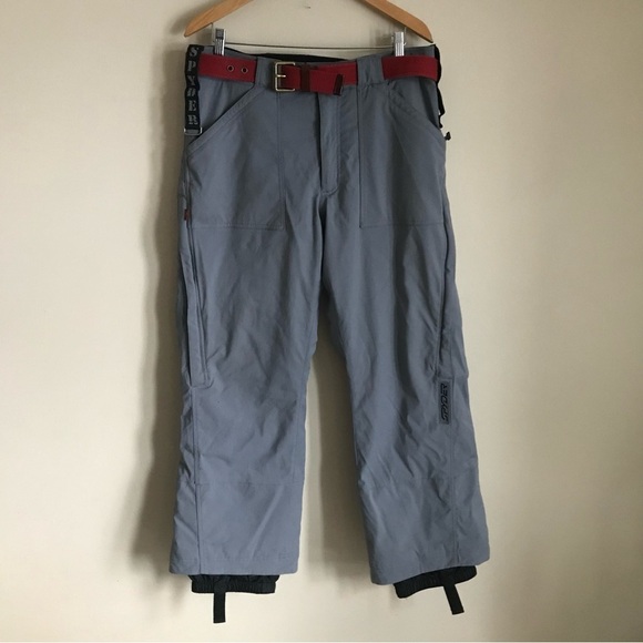 Spyder Team Venom Snow Pants Ski Snowboard Grey Belted Mens Size Medium - Picture 1 of 9